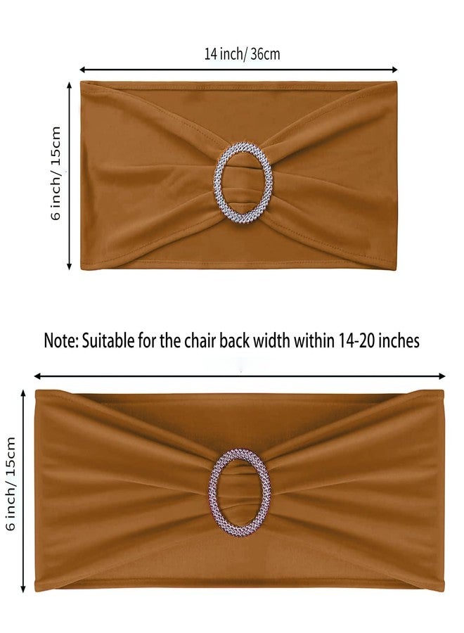 ManMengJi 25PCS Chair Sashes, Spandex Sashes Bows Brown, Chair Cover Bands with Buckle Slider for Banquet, Party, Hotel Event Decorations - Image 3